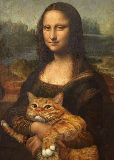 La Joconde (Mona Lisa) avec un chat.