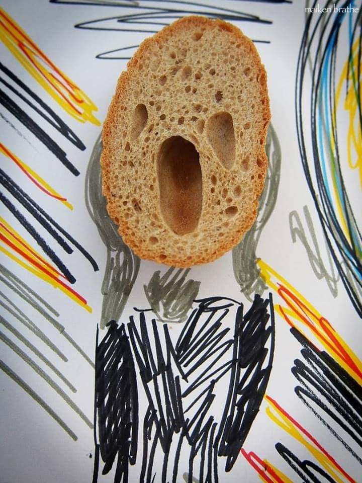 Le Cri de l'artiste norvégien Edvard Munch version tranche de pain.