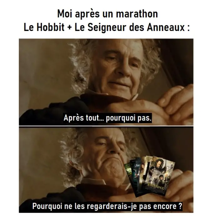 Moi après un marathon Le Hobbit + Le Seigneur des Anneaux: pourquoi ne les regarderais-ai pas encore?