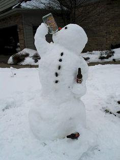 Bonhomme de neige ivrogne (alcoolique).