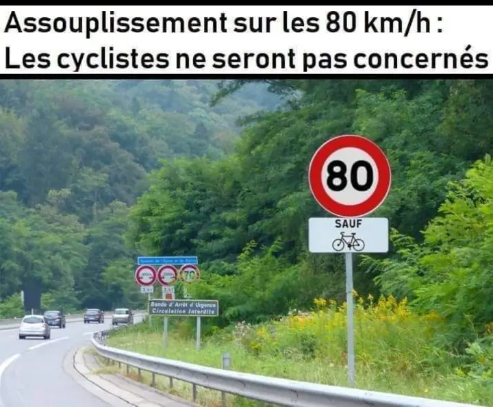Assouplissement pour les 80 km/h: les cyclistes ne seront pas concernés.