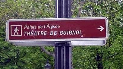 Panneau Elysée, théâtre de guignol.