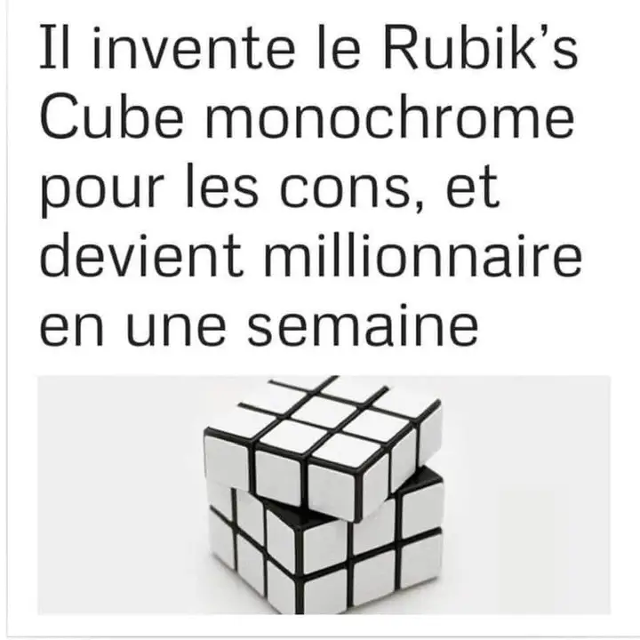 Il invente le Rubik's Cube monochrome pour les cons, et devient